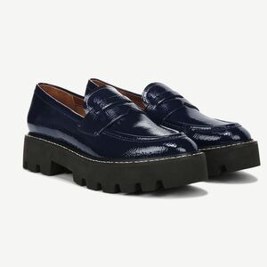 Franco Sarto Shiny Blue Loafers with Black Sole